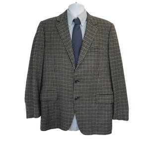 Hart Schaffner Marx CASHMERE Classic Houndstooth Blazer Sport Coat 44L